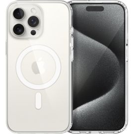 TRAHOO-MagSafe Coque pour iPhone 15 Pro Max, protection de qualité militaire, magnétique, compatible avec chargement rapide et sûr, anti-jaunissement, résistante aux rayures, transparente