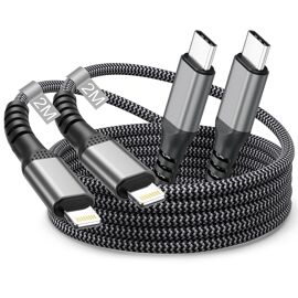 KALANKA-Câble USB C vers Lightning 2M Lot de 2[Apple Certifié MFi], Câble iPhone USB C Cable Lightning Cordon i-Phone Cable Chargeur Charge Rapide Fil Chargeur pour iPhone 14 Pro Max/13/12 Mini/11/XR