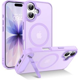 TRAHOO-Coque Magnétique pour iPhone 17, Compatible avec MagSafe, [Support Invisible Intégrée] Housse Qualité Militaire Antichoc, Étui Translucide Mat pour iPhone 17 6,3"", Lilas