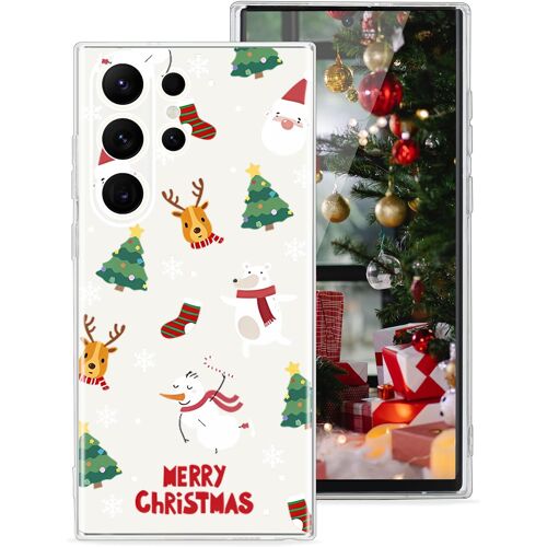 Trahoo-Coque Pour S22 Ultra 5g-Design De Noël Mignon-En Silicone Souple Transparent-Motif De Noël-Coque Arrière Fine Résistante Aux Chocs-Bonhomme De Neige 