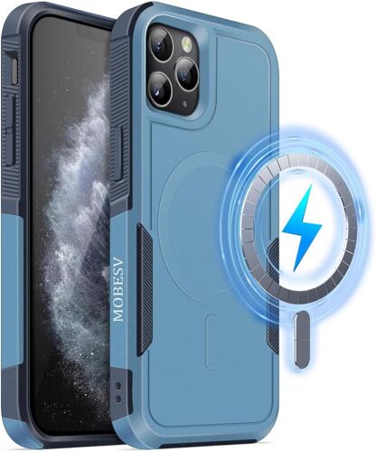 TRAHOO-Coque Magnétique pour iPhone 11 Pro Max 6,5 Pouces, Étui Compatible avec MagSafe, Housse de Téléphone Antichoc Mat Satiné (Bleu lac)