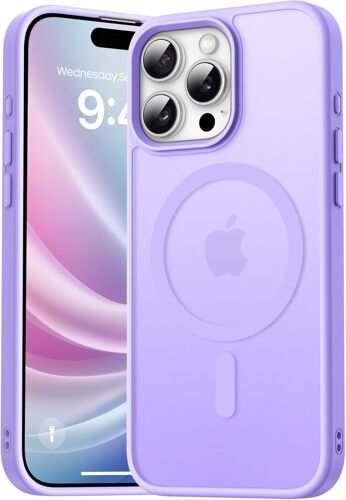 Coque Magnétique Pour Iphone 16 Pro Max, Étui Housse Arrière Translucide Givrée, Fine Anti-Traces Antichoc De Doigts Case Pour Iphone 16 Pro Max 6,9 Pouces, Violet Clair