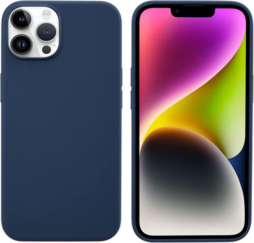 TRAHOO-Coque iPhone 14 Pro, Silicone Liquide Fine Originale Étui Ultra Slim Gel Antichoc Protection Case avec Tissu Microfibre Coussin pour Apple iPhone 14 Pro. (6.1 inch, Bleu)