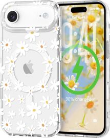 Coque Magnétique pour iPhone Air Compatible avec MagSafe Motif Floral Fine Résistante aux Chocs et aux Rayures Transparent Coque de Protection pour iPhone Air Blanc
