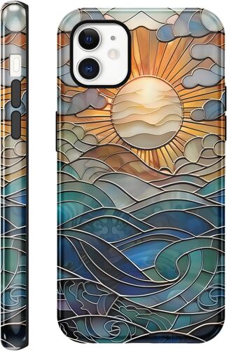 TRAHOO-Coque pour iPhone 11 Soleil Motif, Aesthetic Design Housse Print Mignon Étui pour Fille Femmes, Mince 2 in 1 Silicone Case Antichoc Bumper Protection Cover pour iPhone11 6,1"",Fragments