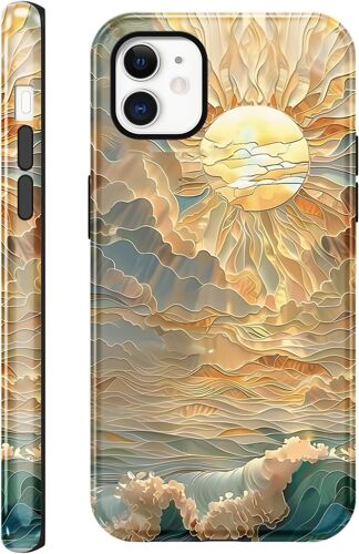 TRAHOO-Coque pour iPhone 11 Soleil Motif, Aesthetic Design Housse Print Mignon Étui pour Fille Femmes, 2 in 1 Douce Silicone Case Antichoc Bumper Protection Cover pour iPhone11 6,1"",Fragments