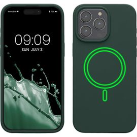 TRAHOO-Coque Compatible avec Apple iPhone 15 Pro Max Coque - Housse téléphone en TPU Silicone Compatible avec MagSafe - Vert Mousse