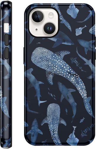 TRAHOO-2 in 1 Coque pour iPhone 14 / iPhone 13 6,1"", Aesthetic Baleine Bleu Motif Dessin Design Étui Silicone Fine TPU pour Filles Femmes, Antichoc Housse Protection Cover Anti-Rayures Bumper Case
