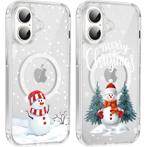 TRAHOO-2 Pièces Noël Coque Magnétique pour iPhone 17 6,3'', Etui en Motif Dessin Cadeau de Noël Compatible avec MagSafe, Housse Christmas Silicone TPU Bumper Cover pour iPhone 17, Sapin de Noël