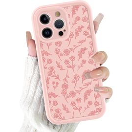 TRAHOO-Coque pour iPhone 15 Pro avec Aesthetic Fleur Motif Mignon Étui Filles Femmes Dessin Case, Souple Silicone Mince TPU Bumper Housse Antichoc Protection Cover pour iPhone 15 Pro 6,1"", Rose