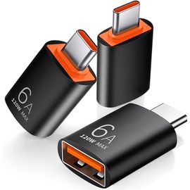 TRAHOO-Lot de 3 adaptateurs USB C vers USB 3.0 femelle, adaptateur de type C vers USB femelle pour iPhone 15 Max MacBook Air Pro iMac iPad mini Dell XPS, autres appareils de type C ou Thunderbolt 3/4