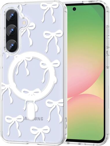 LORANKA-Coque Magnétique pour Samsung Galaxy A56 5G / A36 5G, Compatible avec MagSafe, Esthétique Motif de Papillon Housse Anti-Jaune Transparent Étui Aimantée Antichoc Anti-Rayures Dos PC Case, Blan