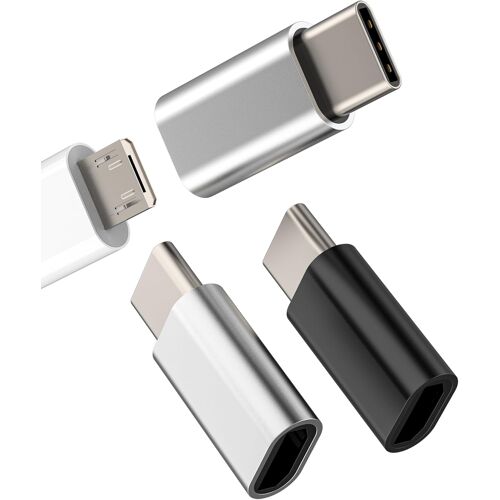 TRAHOO-Lot de 3 adaptateurs USB C mâle vers micro USB femelle pour Apple Android Câble de charge Type C Connecteurs de données pour iPhone 16 15 Pro Max Chargeur iPad Compatible avec Samsung S25 S24