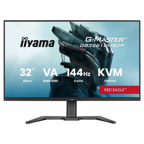 iiyama G-MASTER Red Eagle GB3261UHSCP-B1 - Écran LED - jeux - 32" (31.5" visualisable) - 3840 x 2160 4K @ 144 Hz - VA - 400 cd/m² - 3000:1 - HDR10 - 0.6 ms - 2xHDMI, DisplayPort, USB-C - haut-parleurs - noir, mat