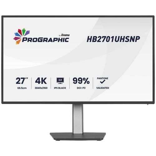 Iiyama ProGraphic HB2701UHSNP-B1 - Écran LED - 27" - 3840 x 2160 4K @ 60 Hz - IPS Black 2.0 - 450 cd/m² - 3000:1 - 4 ms - HDMI, DisplayPort, USB-C - haut-parleurs - noir, mat