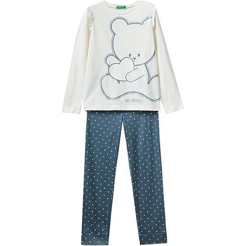 United Colors Of Benetton Fille Pig(Maglia+Pant) 3y5e0p04u Ensemble De Pyjama, Bianco Panna 901, Xs