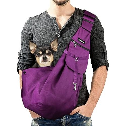 Sac De Transport Pour Chien Et Chat, Bandoulière Ajustable, Respirant, Idéal Pour Les Promenades En Extérieur (Violet).