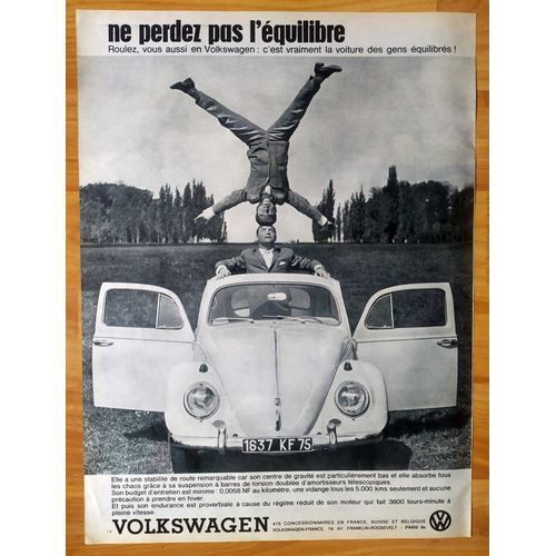 Publicité Papier - Voiture Volkswagen Coccinelle De 1961