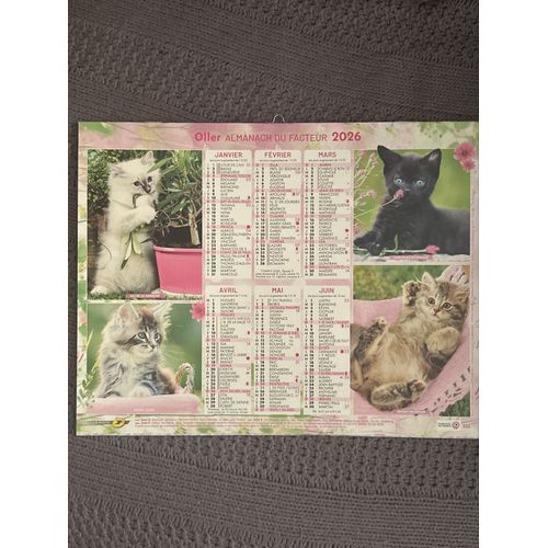 Calendrier Du Facteur 2026 -Almanach Mural Chatons