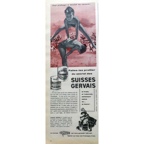 Publicité Papier - Fromage Suisse Gervais De 1961