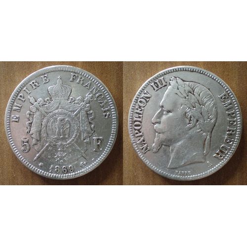 France 5 Francs 1869 A Atelier Paris Piece Argent Ecu Piece Frcs Frs Frc