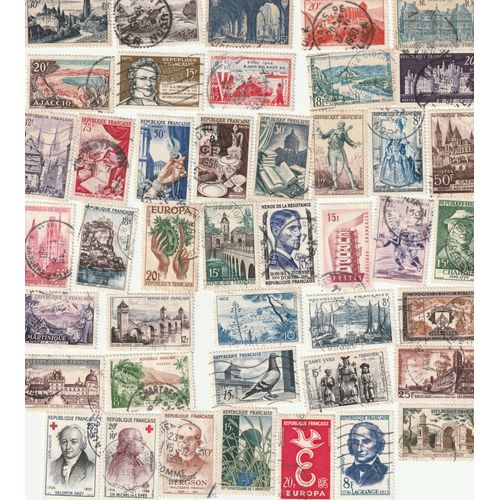 43 Timbres Oblitérés De France Emis Entre 1946 Et 1959