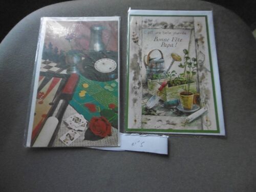 Cartes Postales Doubles Avec Enveloppes 12x17cm Bonne Fete Papa Jeux, Jardins Lot De 2 Serie 5