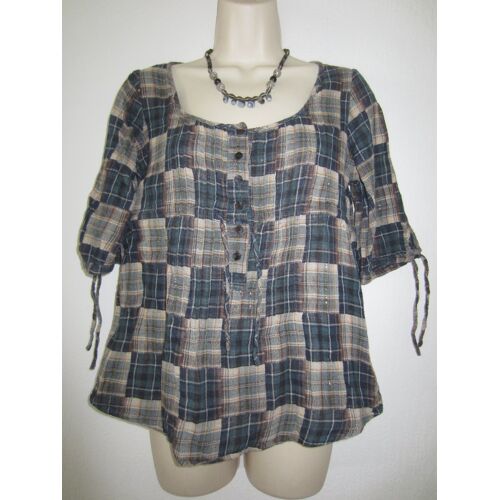 Blouse Bleue Et Beige À Carreaux T 38