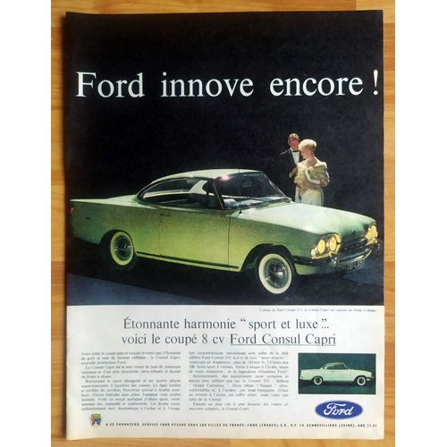 Publicité Papier - Voiture Ford Consul Capri De 1961