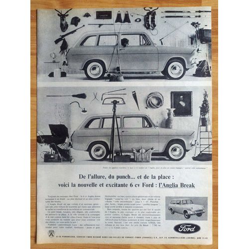 Publicité Papier - Voiture Ford Anglia Break De 1961
