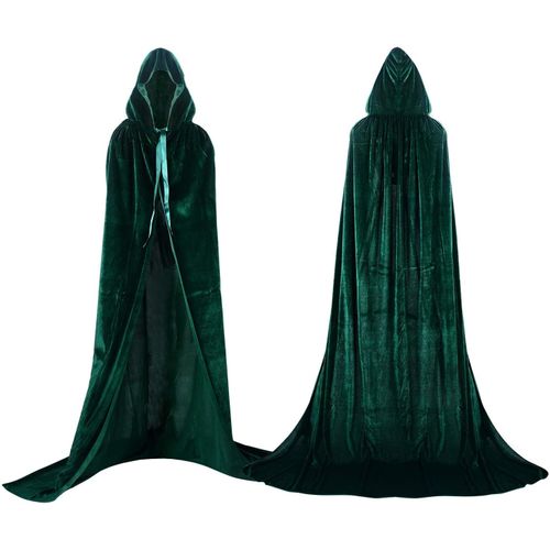 Cape À Capuche Verte Proumhang, Longue Cape En Velours Pour Adulte, Costume De Déguisement Halloween, Carnaval Et Noël, Homme Et Femme, Taille Xxl