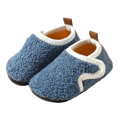 Chaussons D'automne/Hiver Pour Enfants En Coton Antidérapants, Semelle Douce, Chaussons Chauds D'intérieur Pour Bébés Et Jeunes Enfants, Fermeture À Pression, Taille 34/35 (20,5 Cm), - 34-35