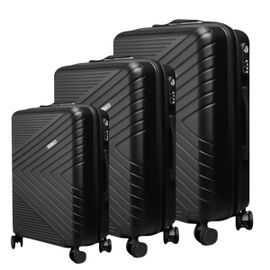 Lot de 3 Valises Rigides Texturées Chevron Strié avec Serrure TSA 55-65-75 cm Noir