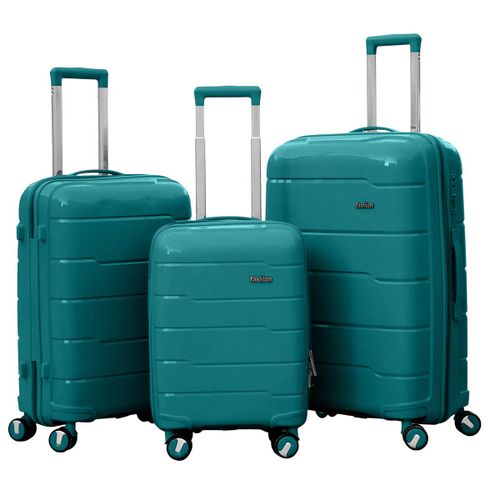 Lot 3 Valises Rigides Motif Rainuré Horizontal avec Roulettes 360° 55-65-75 cm Bleu