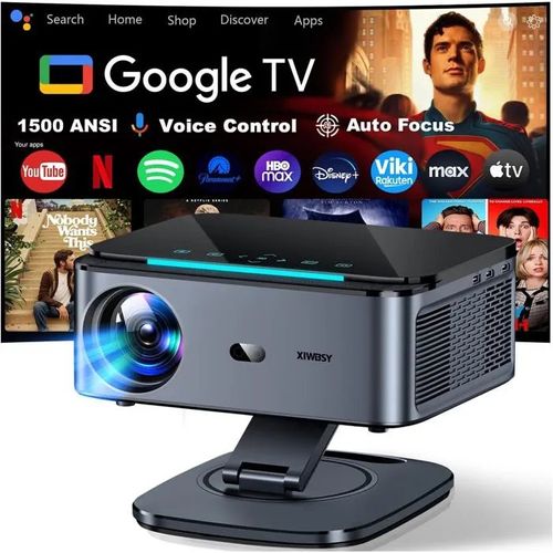 Vidéoprojecteur 4K - TULLSA - 1500 ANSI - Auto Focus - Rotation 360° - Google TV - Wi-Fi 6 - Bluetooth 5.3 - HDR10