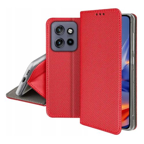 Housse pour Motorola Edge 50 Neo / 60 Neo 5G / ThinkPhone 25 - etui coque pochette portefeuille + verre trempe - ROUGE MAGNET