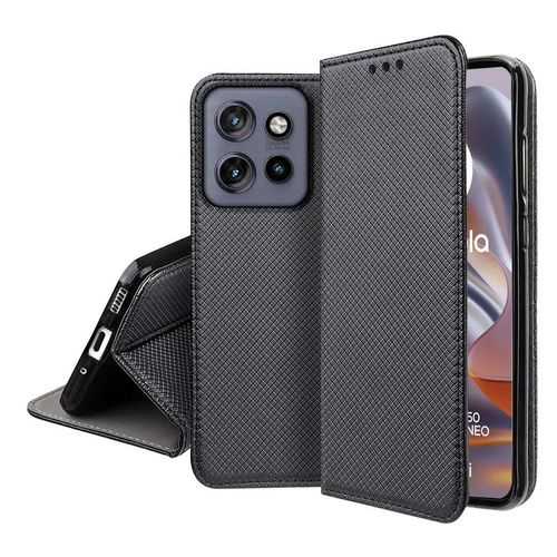 Housse pour Motorola Edge 50 Neo / 60 Neo 5G / ThinkPhone 25 - etui coque pochette portefeuille + film ecran - NOIR MAGNET