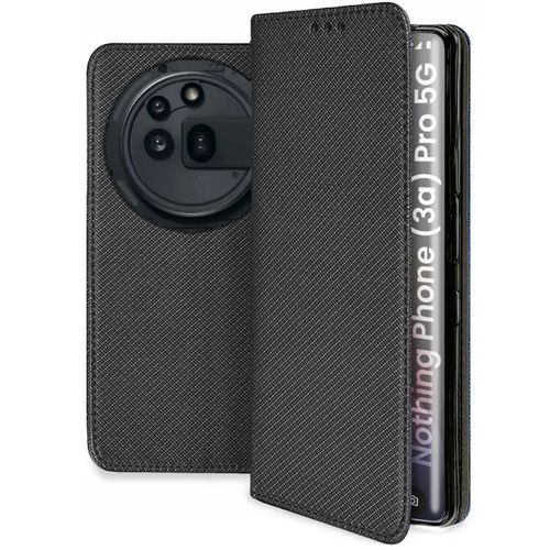 Housse pour Nothing Phone (3a) Pro - etui coque pochette portefeuille + verre trempe - NOIR MAGNET