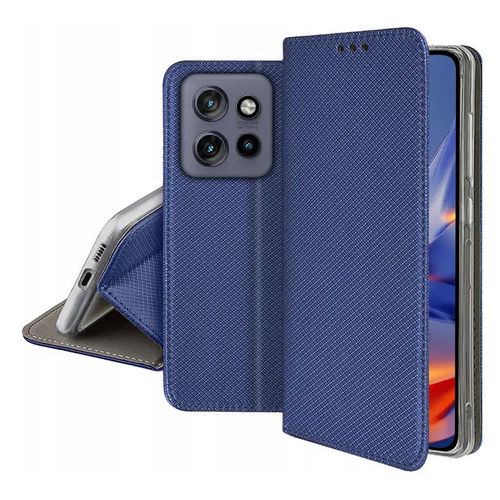 Housse pour Motorola Edge 50 Neo / 60 Neo 5G / ThinkPhone 25 - etui coque pochette portefeuille + verre trempe - BLEU MAGNET