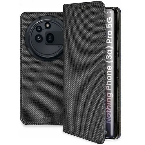 Housse pour Nothing Phone (3a) Pro - etui coque pochette portefeuille + film ecran - NOIR MAGNET