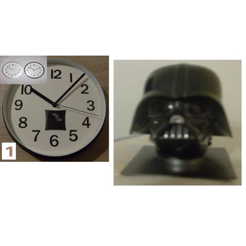 Lot - Star Wars - ( B ) : Pendule + Socle / Casque Darth Vader