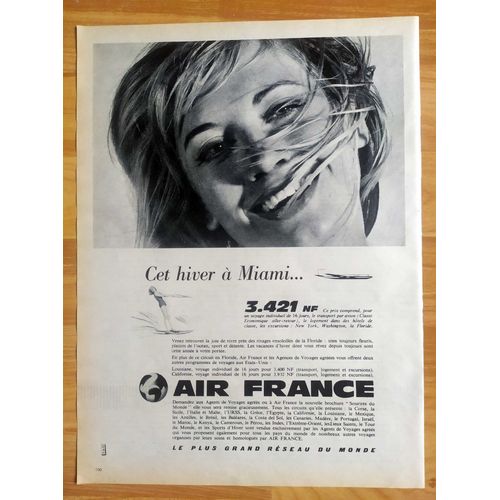 Publicité Papier - Air France - Miami De 1961