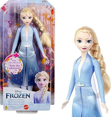 Mattel Disney La Reine des Neiges Poupée Elsa Chantante, Aventure Musicale en Tenue Signature, Chante « Into the Unknown » du Film Disney Frozen 2, HXD31