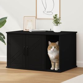 Vidaxl Maison Pour Chat Noir 85 X 55 X 50 Cm Bois D'ingénierie