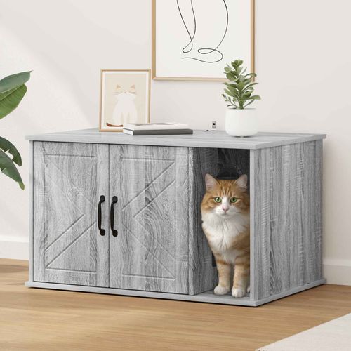 Vidaxl Maison Pour Chat Gris Sonoma 85 X 55 X 50 Cm Bois D'ingénierie