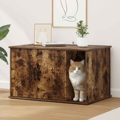 Vidaxl Maison Pour Chat Chêne Fumé 85 X 55 X 50 Cm Bois D'ingénierie
