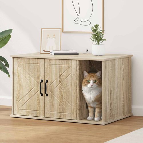 Vidaxl Maison Pour Chat Sonoma 85 X 55 X 50 Cm Bois D'ingénierie