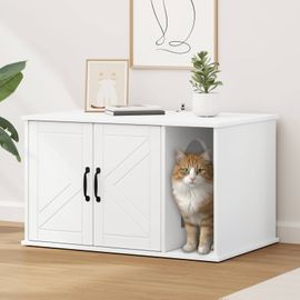 Vidaxl Maison Pour Chat Blanc 85 X 55 X 50 Cm Bois D'ingénierie