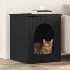Vidaxl Maison Pour Chat Noir 53 X 52 X 62 Cm Bois D'ingénierie