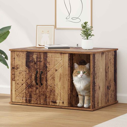 Vidaxl Maison Pour Chat Bois Ancien 85 X 55 X 50 Cm Bois D'ingénierie